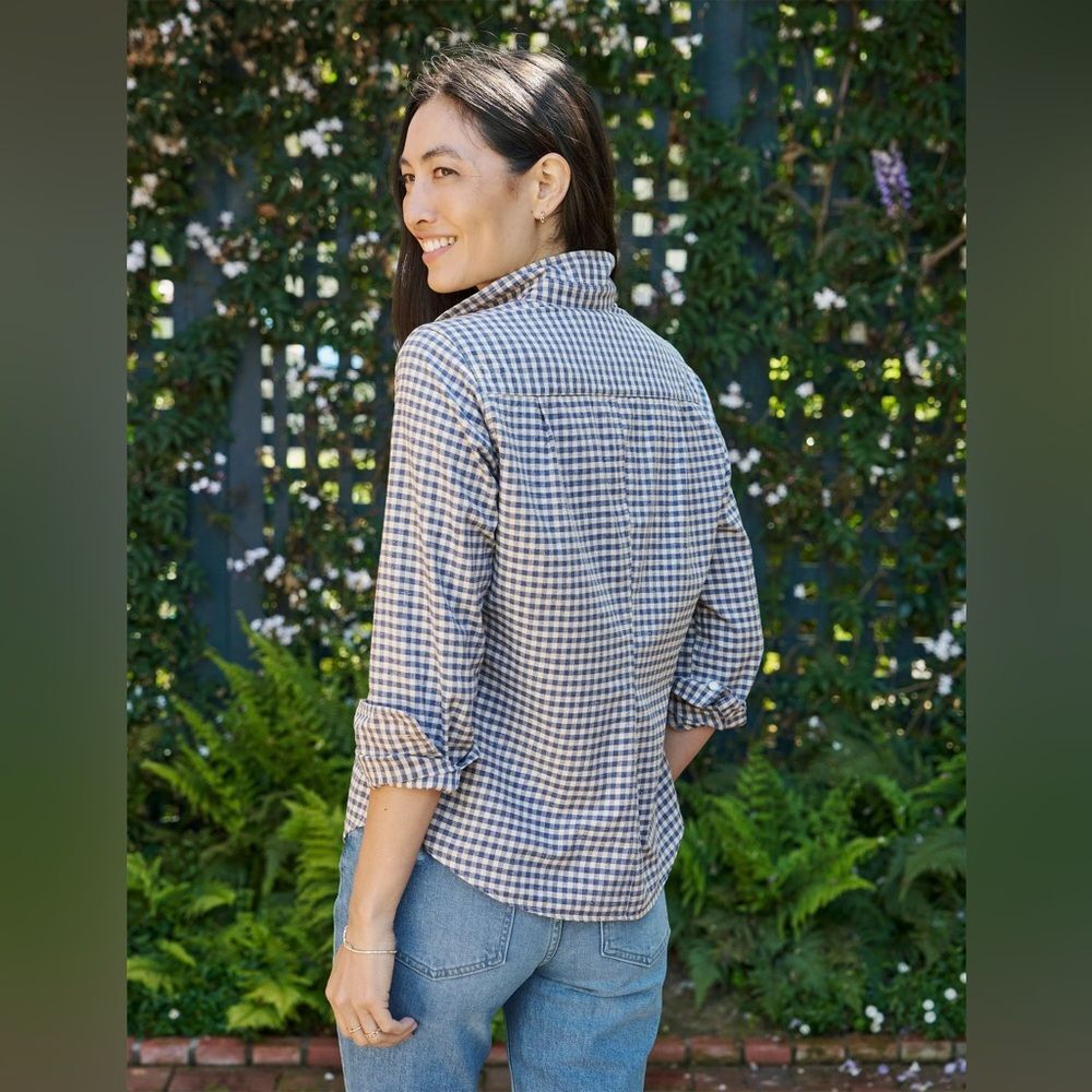 Frank & Eileen Womens Barry Cotton Button-Up Black Gingham shirt - Picture 5 of 8
